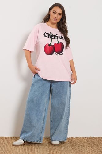 Tshirt À Slogan Cerise « Cherish » Rose Size 44 - Yours - Modalova