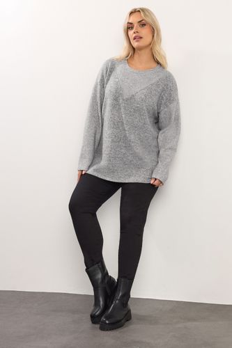 Pull Grande Taille À Empiècements Côtelés Gris Size 46 - Yours - Modalova