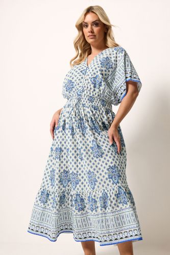 Robe Longue Bleue À Motif Cachemire Size 54-56 - Yours - Modalova