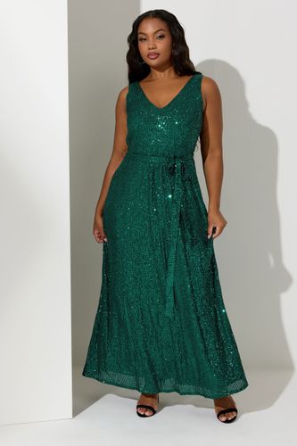 Robe Maxi Émeraude À Sequins En Jersey Size 44 - Yours London - Modalova