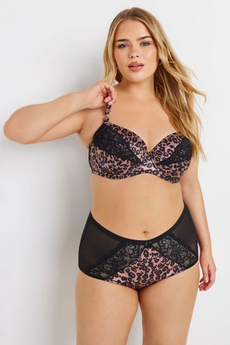 Culotte Noire & Rose Design Léopard Dentelle Size 46-48 - Yours - Modalova