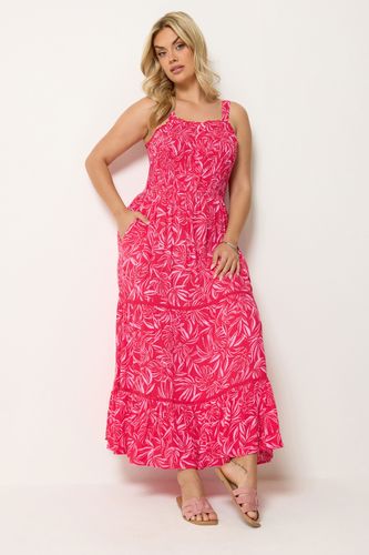 Robe Longue Étagée Rouge À Imprimé Feuille Size 42 - Yours - Modalova
