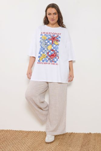 Tshirt Coupe Carrée « Amalfi Coast » Blanc Avec Ornements Size 48 - Yours - Modalova