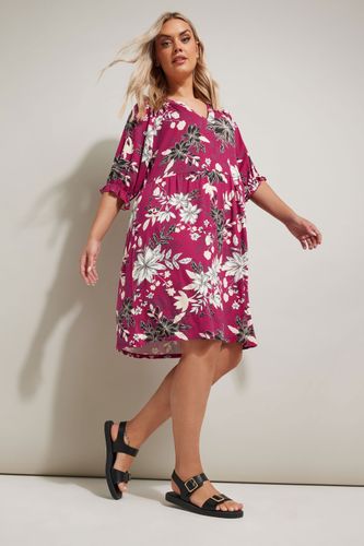 Mini Robe Rose Fushia Floral Volantée Size 44 - Yours - Modalova