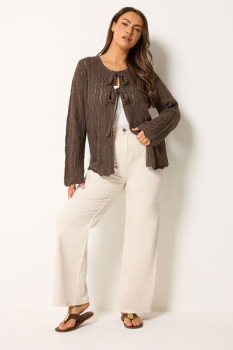 Cardigan En Crochet Marron Chocolat Size 46-48 - Yours - Modalova