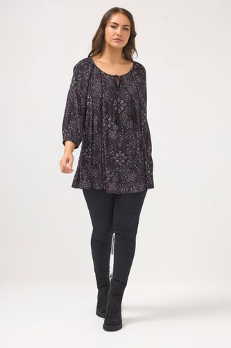 Top Noir Motif Cachemire Avec Lien À L'encolure Size 42 - Yours - Modalova