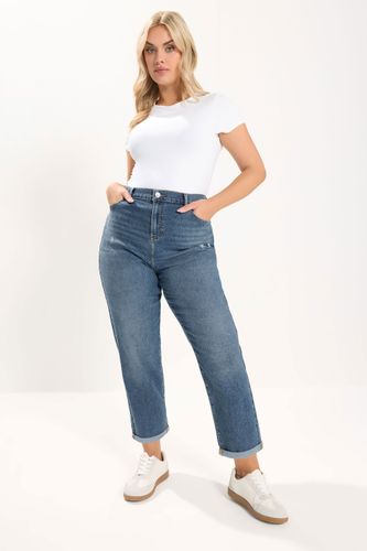 Jean Boyfriend Effet Usé Bleu Moyen Size 42 - Yours - Modalova