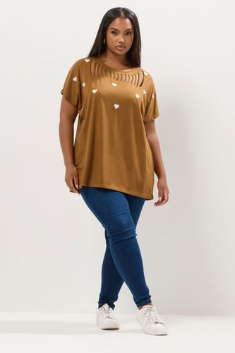 Haut Marron Brodé À Détail Cœur Fendu Size 48 - Yours - Modalova