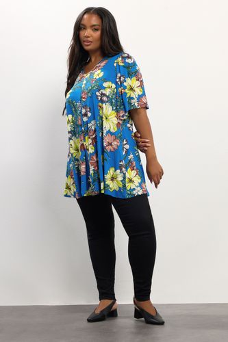 Haut Plissé À Imprimé Floral Bleu Size 46 - Yours - Modalova