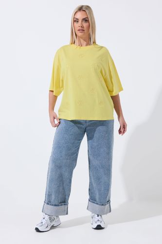 Tshirt À Fleurs Brodées Jaune Size 46 - Limited Collection - Modalova