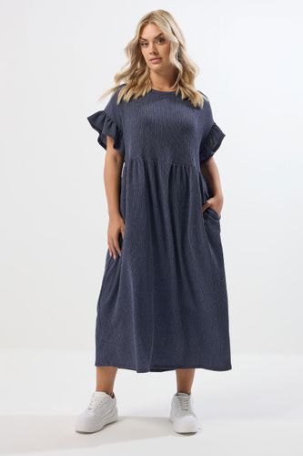 Robe Longue Texturée À Volants Bleus Size 48 - Yours - Modalova