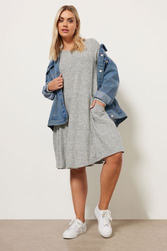 Robe Grise Volantée Toucher Doux À Poches Size 48 - Yours - Modalova
