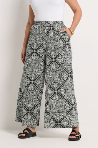 Pantalon Large Texturé Noir À Motif Paisley Size 48 - Yours - Modalova