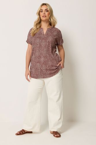 Top À Encolure Fendue Et Imprimé Losange Brûlé Size 44 - Yours - Modalova