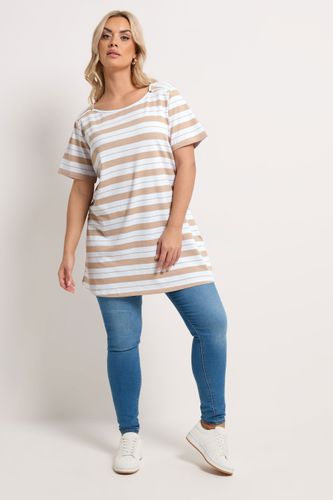 Tshirt Marron Nature À Rayures Avec Clous Size 46 - Yours - Modalova