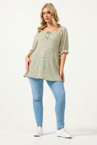 Top Vert Texturé À Petit Imprimé Floral Tendance Folk Size 44 - Yours - Modalova