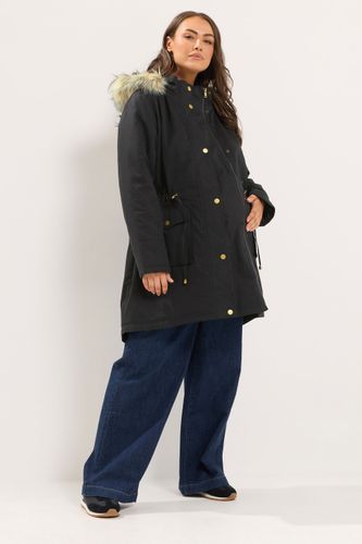 Maternity Parka Noire Bordée De Fausse Fourrure Size 46 - Bump It Up - Modalova
