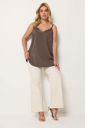 Débardeur Marron Chocolat Incrusté De Dentelle Size 62-64 - Yours - Modalova