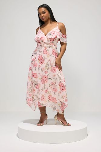 Robe Portefeuille Longue Rose À Fleurs Size 50 - Yours London - Modalova