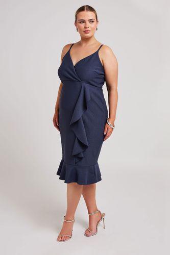 Robe Bleue Marine Volantée Coupe Crayon Size 52 - Yours London - Modalova