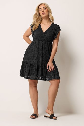 Robe Cachecœur Noire En Maille Pointelle Size 48 - Yours - Modalova