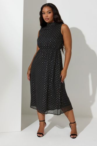 Robe Noire Métallique Volantée Noeud Au Dos Size 48 - Yours London - Modalova