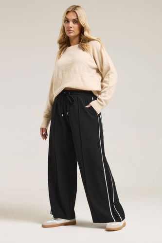 Curve Pantalon Large Noir À Rayures Latérales Size 42 - Yours - Modalova