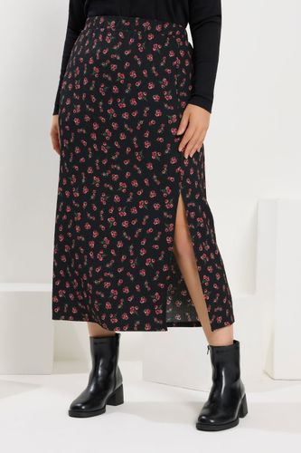 Curve Jupe Midi Texturée À Imprimé Roses Noires Size 58-60 - Yours - Modalova