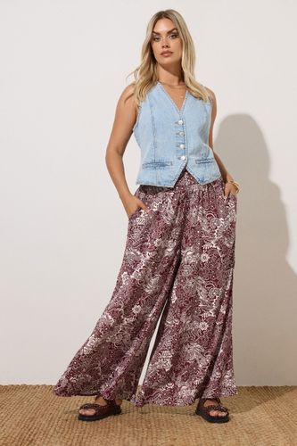 Pantalon Large À Imprimé Cachemire Rouge Bordeaux Size 46 - Yours - Modalova