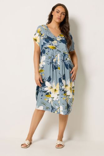 Robe Plissée Devant Grise À Fleurs Size 48 - Yours - Modalova