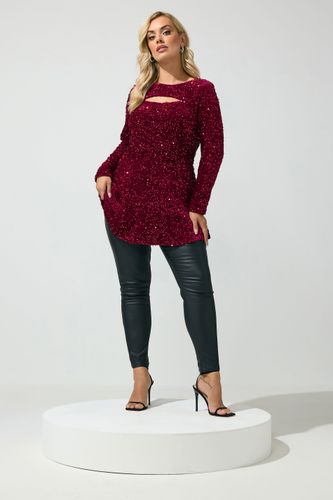 Top À Découpe Goutte D'eau En Velours Bordeaux À Sequins Size 44 - Yours London - Modalova