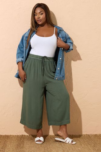 Culotte En Chambray Vert Kaki Size 46 - Yours - Modalova