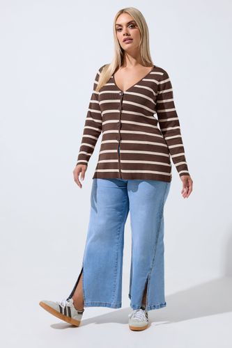 Cardigan Marron Rayé À Ourlet Évasé Size 50-52 - Limited Collection - Modalova