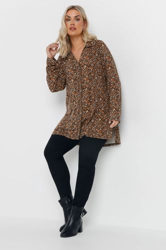Chemise En Jersey Marron À Imprimé Léopard Size 54-56 - Yours - Modalova