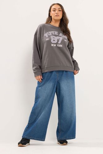 Sweatshirt Gris À Message « Fifth Avenue » Size 38-40 - Yours - Modalova