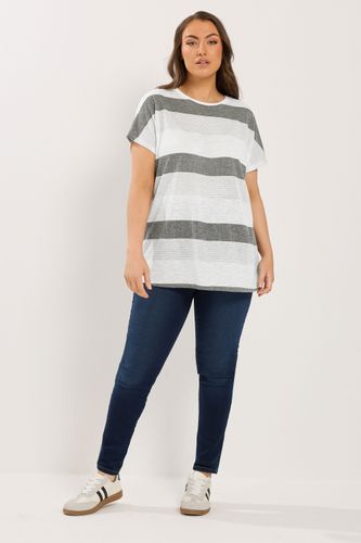 Top Scintillant À Rayures Blanc Et Gris Size 50-52 - Yours - Modalova