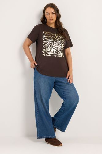 Tshirt Marron Chocolat À Motif Zèbre Métallisé Size 44 - Yours - Modalova