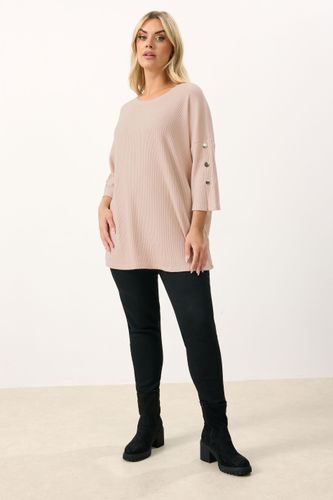 Top Côtelé Doux À Manches Boutonnées Rose Size 46 - Yours - Modalova