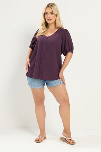 Chemisier Violet Texturé À Boutons Size 46 - Yours - Modalova