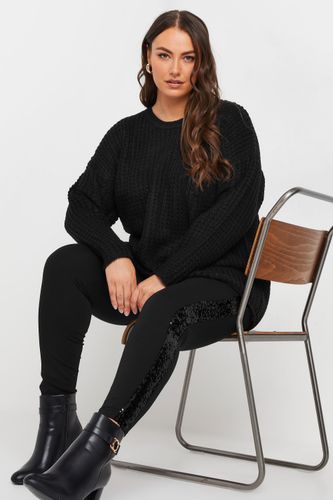 Legging Noir En Jersey Bande À Sequins Size 54 - Yours - Modalova