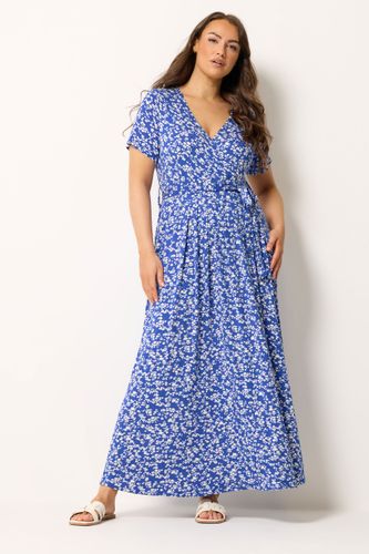 Robe Cachecœur Bleue À Petites Fleurs Size 48 - Yours - Modalova