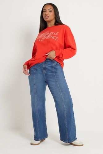 Jean Large Grande Taille Bleu Avec Surpiqûres Sur Le Devant Size Regular > 42 - Yours - Modalova