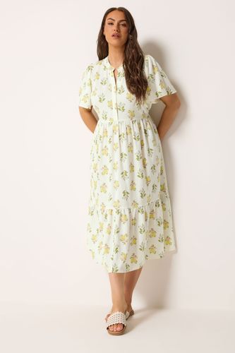 Robe Crème À Fleurs Avec Demipatte De Boutonnage Size 44 - Yours - Modalova