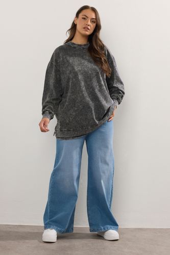 Sweatshirt Gris Délavé À L'acide 2 En 1 Size 42 - Yours - Modalova