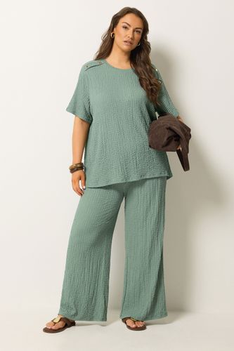 Top Texturé Façon Bulles Vert Sauge À Boutons Size 46 - Yours - Modalova