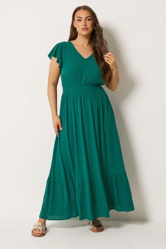 Robe Longue Smockée Vert Sarcelle À Effet Froissé Size 50-52 - Yours - Modalova