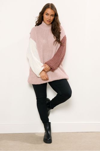 Pull En Maille Colorblock Marron Naturel Size 54-56 - Yours - Modalova