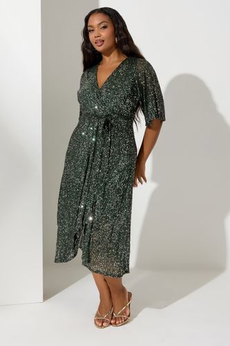 Robe Verte Cachecoeur Design À Sequins Size 48 - Yours London - Modalova