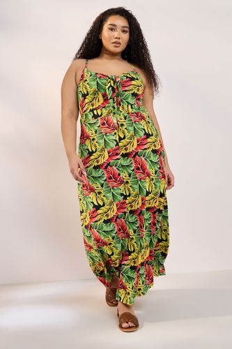 Robe Longue Jaune Et Verte À Imprimé Feuilles Tropicales P/É 2026 Size 50-52 - Yours - Modalova