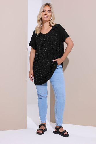 Tshirt Noir Orné De Clous Size 48 - Yours - Modalova